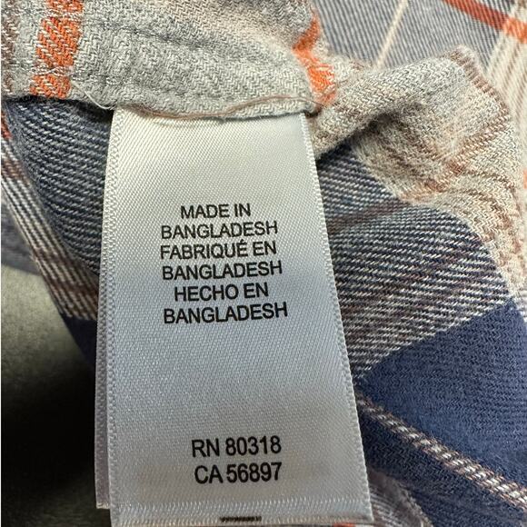 Lucky Brand Saturday Stretch Blue and Gray Check Flannel Pearl Snap Shirt Size M - Picture 5 of 8